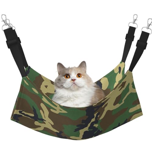 DIEzig Militärische Camouflage-Hängematte, zum Aufhängen, weiches Bett für Kätzchen, Frettchen, Welpen oder kleine Haustiere, Grün von DIEzig