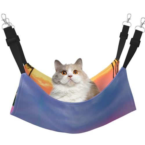 DIEzig Sonnenuntergang bunte Wolken, Palme, mittelgroß, Käfig-Hängematte, weiches Bett für Kätzchen, Frettchen, Welpen oder kleine Haustiere von DIEzig