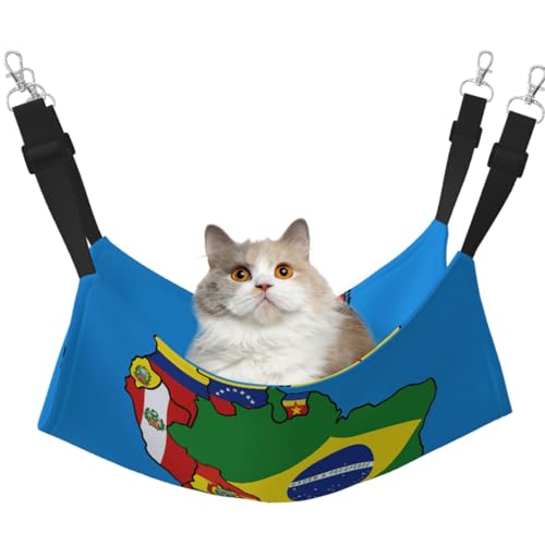 DIEzig Südamerika-Flaggen-Karten-Design, mittelgroß, Käfig-Hängematte, weiches Bett für Kätzchen, Frettchen, Welpen oder kleine Haustiere von DIEzig