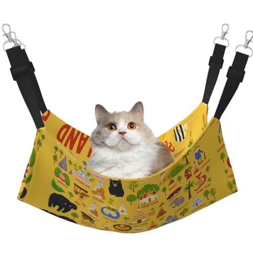 DIEzig Thailand-Karte mit Symbolen, mittelgroßer Käfig-Hängematte, weiches Bett für Kätzchen, Frettchen, Welpen oder kleine Haustiere von DIEzig