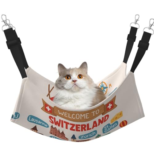 DIEzig Welcome To Switzerland Reise-Hängematte, mittelgroß, weiches Bett für Kätzchen, Frettchen, Welpen oder kleine Haustiere von DIEzig