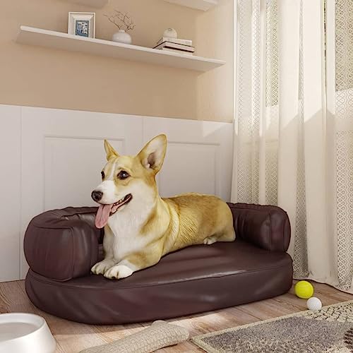 Ergonomisches Hundebett aus Schaumstoff, braun, 60 x 42 cm, Kunstleder von DIGBYS