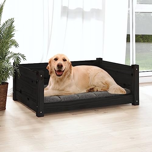 Hundebett schwarz 75,5x55,5x28cm Kiefer Massivholz von DIGBYS