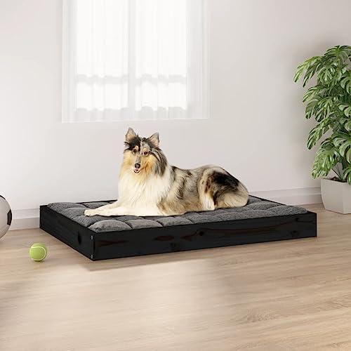 Hundebett schwarz 91,5x64x9cm Kiefer Massivholz von DIGBYS