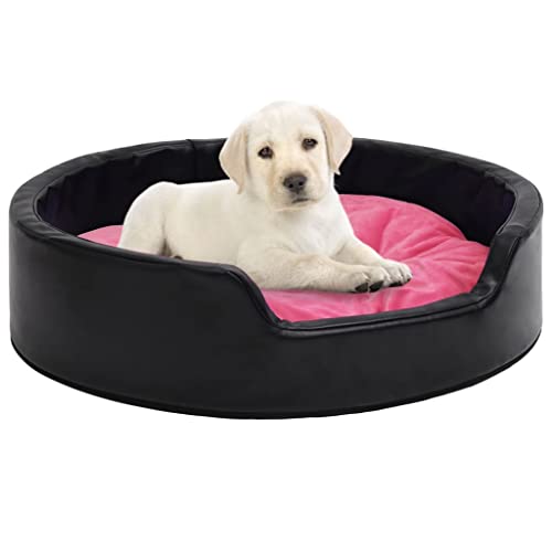 Hundebett schwarz rosa 99x89x21cm Plüsch und Kunstleder von DIGBYS