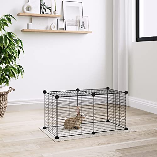 Käfig für Haustiere, 8 Paneele, Stahl, 35 x 35 cm, Schwarz von DIGBYS