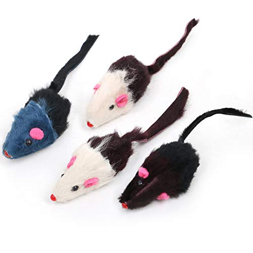 DIGIFLEX 4 Rasselmäuse mit Katzenminze gefüllt Mäuse Katzen-Spielzeug für Haustiere von DIGIFLEX