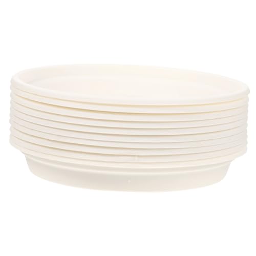 DIKACA 10 Stück Blumentopf Tablett Liner Steht Untersetzer Für Pflanzentöpfe Pflanzentröge Fangen Großer Pflanzenuntersetzer Anlage Sämlingschale Erhalten Trog Platte Abfluss Plastik Weiß von DIKACA