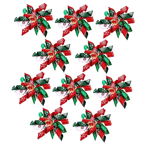DIKACA 10 Stück Haustier -Kopfschmuck Set Fliegen für Hunde Bausatz vorübergehend Welpe Bögen Weihnachten Haustier Hund haarschleife Weihnachtsschleife aus Tierhaaren Polyester Bunt von DIKACA