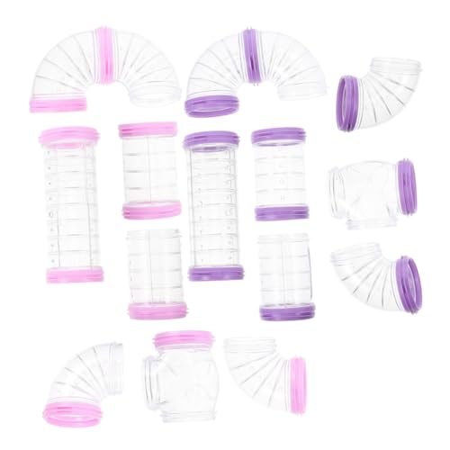 DIKACA 16 Stück Teiliges DIY Hamster Tunnel Transparente Dickwandige Außentunnel Einfach zu Montieren und Reinigen Robustes Nagerspielzeug für Hamsterkäfig Geeignet für Aktives Krabbeln von DIKACA