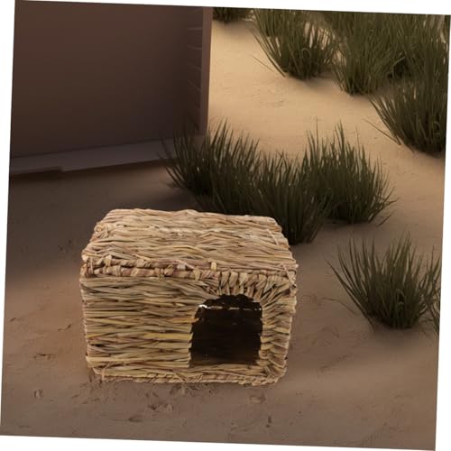 DIKACA 2 STÜCK Faltbare Grass nagerhöhle aus Handgewebtem Naturgras Kleines Kaninchen Meerschweinchen Nest Platzsparendes Langlebiges Kleintierversteck für Freigehege und Innenbereiche von DIKACA