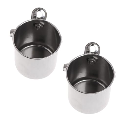 DIKACA 2 Stück Edelstahl Futter Wassernapf Langlebig rutschfest für Papageien und Kleine Vögel Geeignet Robuster Futterhalter für Käfig Zubehör von DIKACA
