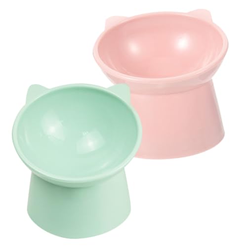 DIKACA 2 Stück Erhöhter Futternapf Katze Neigendes Design Sturzsicherer Futternapf Katzen Wassernapf rutschfest Ergonomisch zur Entlastung der Halswirbelsäule für Kleine Katzen und Hunde von DIKACA
