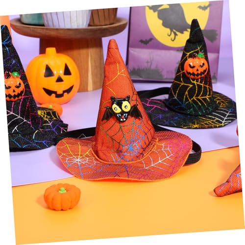 DIKACA 2 Stück Halloween Haustierhut Teiliges Verstellbares Kostüm mit Schwarzem Kürbislächeln und Orangefarbenem Fledermausmotiv Modisch und Warm Sicher für Hunde und von DIKACA
