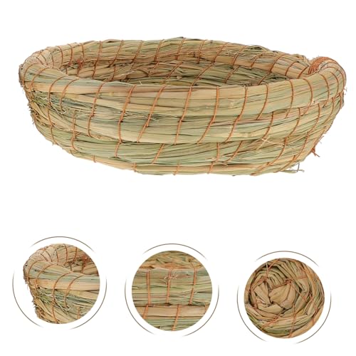 DIKACA 2 Stück Handgewebtes Kleintiernest aus Natürlichem Stroh Strapazierfähiges Hamster Kaninchenbett mit Flachem Boden Wärmeisolierend und Kauresistent Geeignet für Hamster von DIKACA