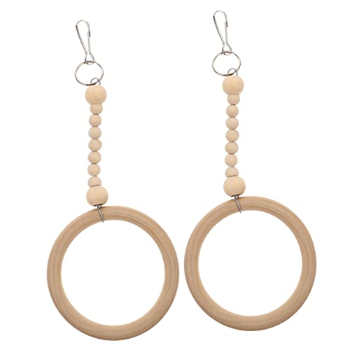 DIKACA 2 Stück Holzschaukelspielzeug für Vögel Runder Ring Schaukelturm für Papageien Wellensittiche und Nymphensittiche Robust und Langlebig für Käfige zur Beschäftigung von DIKACA