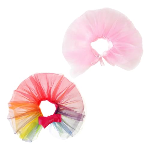 DIKACA 2 Stück Hundekleider Tutu Rock mit Schimmerndem Stoff Verstellbaren Bändern Rock für Kleine Hündinnen und Katzen Festliches Outfit für Partys Alltag und Valentinstag von DIKACA