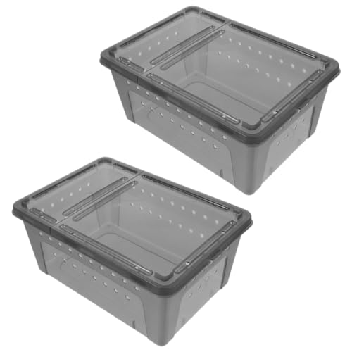 DIKACA 2 Stück Reptilien Fütterungsbox mit Belüftung Kleine Aufzuchtbox aus Sicherem für Spinnen Eidechsen Schlangen und Amphibien Leicht und Kompakt für Einfache Handhabung und von DIKACA