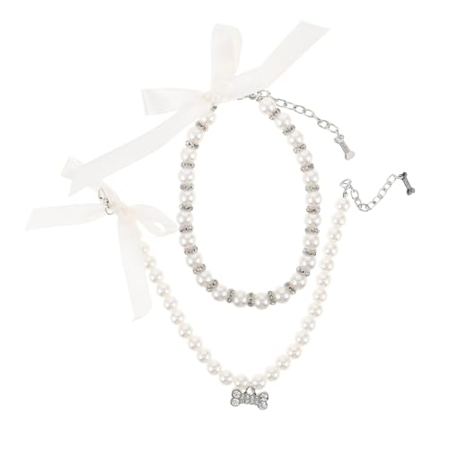 DIKACA 2 Stück Teiliges Haustier-perlenhalsband mit Schleife und Knochenanhänger Verstellbares Katzen Hundehalsband Leichtes Schmuckzubehör für Alltag Fotoshootings und Feierlichkeiten DIKACA 2 Stück Teiliges Haustier-perlenhalsband mit Schleife und Knochenanhänger Verstellbares Katzen Hundehalsband Leichtes Schmuckzubehör für Alltag Fotoshootings und Feierlichkeiten von DIKACA