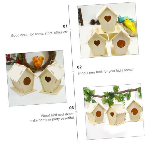 DIKACA 2 Stück Teiliges Holz Vogelhaus Nistkasten zum Aufhängen Langlebiges Naturholz Dekoratives DIY Vogelhäuschen für Kleine Gartenvögel Wetterbeständig für Natur und Vogel von DIKACA