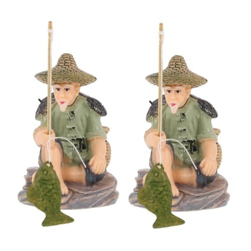 DIKACA 2 Stück Teiliges Miniatur Fischerfigur Alte Mann Skulptur Aquarium Dekoration Fischbehälter Landschaft Desktop Fischbecken Ornament für Innenraum DIKACA 2 Stück Teiliges Miniatur Fischerfigur Alte Mann Skulptur Aquarium Dekoration Fischbehälter Landschaft Desktop Fischbecken Ornament für Innenraum von DIKACA