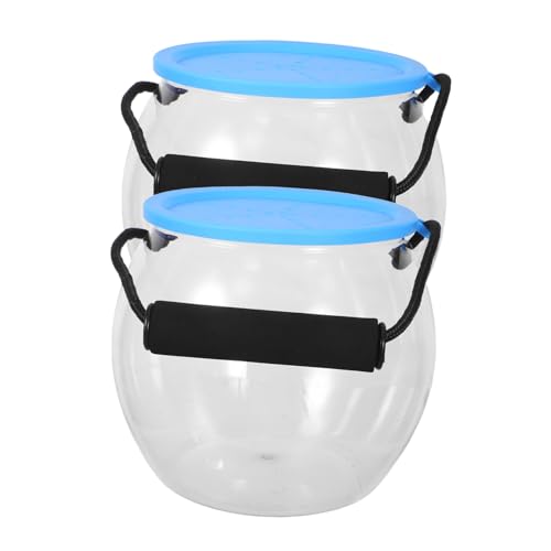 DIKACA 2 Stück Tragbarer Transparenter Outdoor-fischbehälter mit Deckel und Griff Leichter Handlicher Aquarium-Eimer für Strandangeln Fischfreundliches Catch-and-Release für von DIKACA