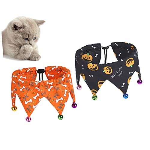 DIKACA 2 Stück Verstellbare Halloween Hundehalsbänder mit Glöckchen Leichte Polyester Halsketten für Hunde und Katzen Atmungsaktiv und Bequem für Party und Alltag DIKACA 2 Stück Verstellbare Halloween Hundehalsbänder mit Glöckchen Leichte Polyester Halsketten für Hunde und Katzen Atmungsaktiv und Bequem für Party und Alltag von DIKACA