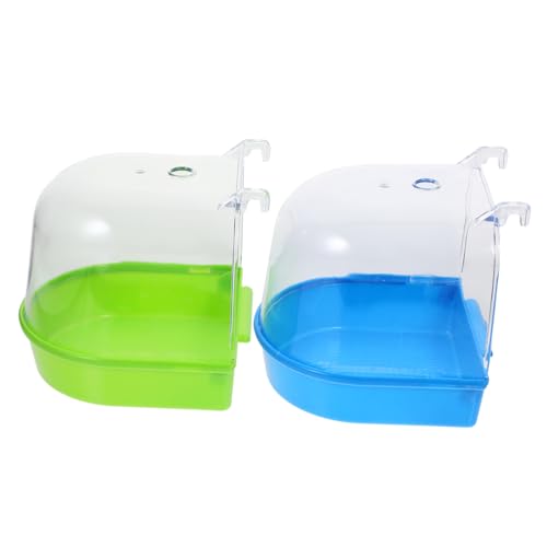 DIKACA 2 Stück Vogelbad Farbe Papageienbad Für Käfig Papageienbadewanne Birdie Drinnen Schüssel-vogelbäder Papagei Badewannen Vogel Badewanne Haustier Tief Vogelkäfig PVC Zufällige Farbe von DIKACA