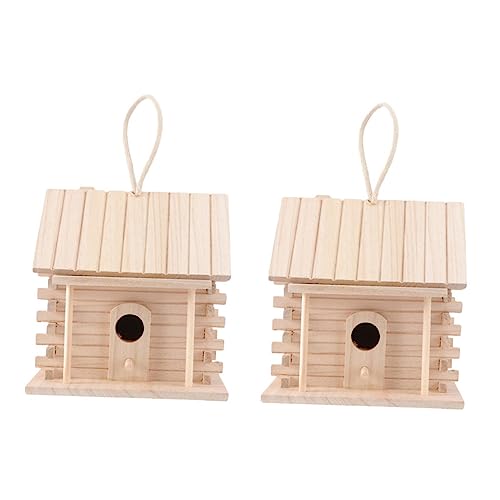 DIKACA 2 Stück hölzernes Nest Outdoor- Vogelnest klein hängendes Vogelhaus Zubehör für Vögel im Freien Heimtierbedarf für Vögel Vogelhütte Bett Hängende Papageihaus von DIKACA