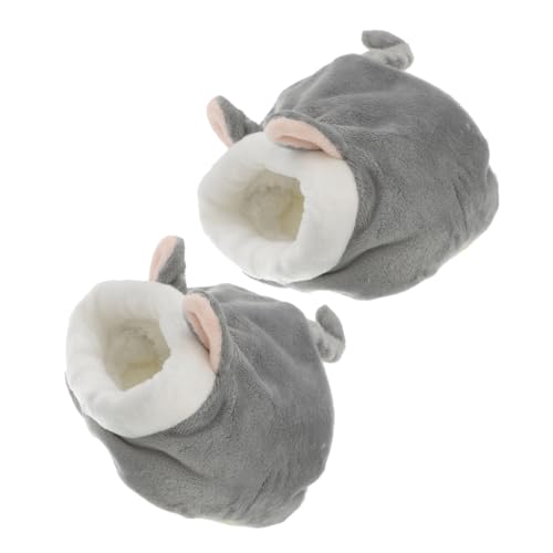 DIKACA 2 Stücke Kleines Tierversteck Cartoon Hausbett mit Weichem Fleece Atmungsaktivem Nest für Hamster Igel Zuckergleiter Tragbares Warmes Kuschelnest für Kleine Haustiere von DIKACA