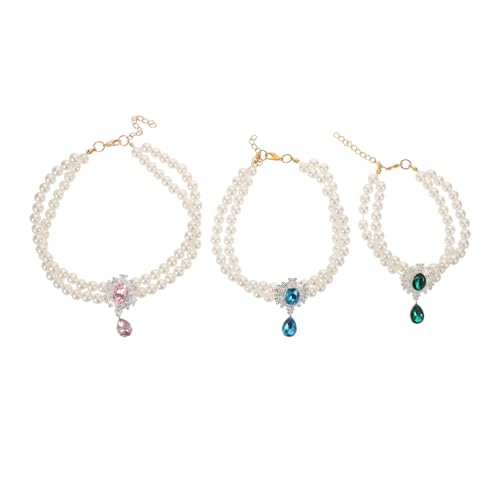 DIKACA 3 Stück Halsketten für Kleine Hunde und Katzen Verstellbare Leichte Haustierschmuck mit Doppellagigem Design und Funkelnden Strass-anhängern Komfortabel für Täglichen Gebrauch und DIKACA 3 Stück Halsketten für Kleine Hunde und Katzen Verstellbare Leichte Haustierschmuck mit Doppellagigem Design und Funkelnden Strass-anhängern Komfortabel für Täglichen Gebrauch und von DIKACA