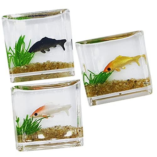 DIKACA 3 Stück Koi-Aquarium Tank Gefälscht Künstlich Panzer Klein Puppenhaus Mini Simulations-Aquarium-Modell Desktop-Aquarium Plastik Zufällige Farbe von DIKACA
