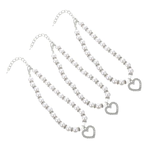 DIKACA 3 Stück Verstellbare Haustierhalsbänder mit Künstlichen Perlen und Strass-herzanhängern Leichtes Schmuckaccessoire für Kleine bis Mittelgroße Hunde und Katzen für Hochzeit DIKACA 3 Stück Verstellbare Haustierhalsbänder mit Künstlichen Perlen und Strass-herzanhängern Leichtes Schmuckaccessoire für Kleine bis Mittelgroße Hunde und Katzen für Hochzeit von DIKACA