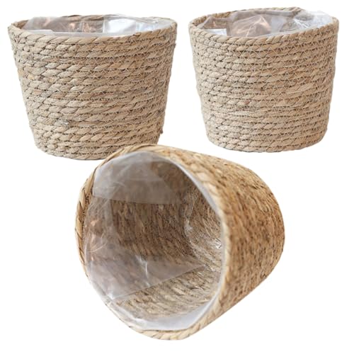 DIKACA 3 Stücke Blumentopfkorb Aus Stroh Korb Aus Weidenrecyclingkorb Geflochtener Wäschekorb Abfallkorb Aus Seegras Halter Für Blumentöpfe Rattan-pflanzenabdeckung PVC DIKACA 3 Stücke Blumentopfkorb Aus Stroh Korb Aus Weidenrecyclingkorb Geflochtener Wäschekorb Abfallkorb Aus Seegras Halter Für Blumentöpfe Rattan-pflanzenabdeckung PVC von DIKACA