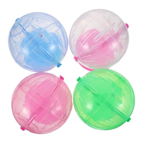 DIKACA 4 Stück Hamster Laufräder Leise Exercise Ball Transparent für Kleintiere Wie Mäuse Gerbils mit Großzügigem Innenraum und Leicht zu Reinigen von DIKACA