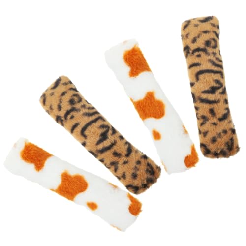 DIKACA 4 Stück Teiliges Catnip Katzenkissen mit Realistischem Fellmuster Interaktives Kauspielzeug für Katzen Beissfest Leicht zur Zahnpflege und Beschäftigung Drinnen von DIKACA