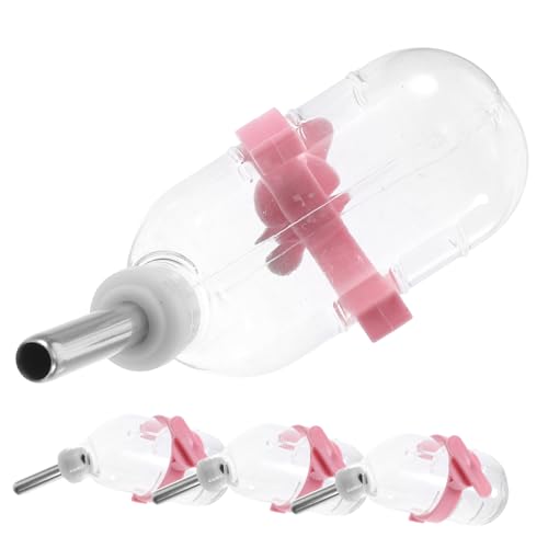 DIKACA 4 Stück Teiliges Hamster Wasserflaschen Edelstahl Trinkflasche mit Automatischem Kugelventil Hängender Wasserspender für Kleintiere Auslaufsicher und Leicht zu Reinigen von DIKACA