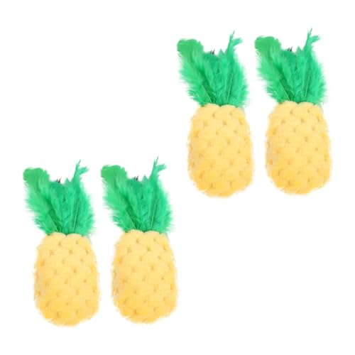 DIKACA 4 Stück Teiliges Katzenspielzeug Simulation Ananas Plüsch mit Katzenminze Beißfestes Interaktives Kauspielzeug zur Zahnpflege und Beschäftigung für Katzenbabys und Ausgewachsene DIKACA 4 Stück Teiliges Katzenspielzeug Simulation Ananas Plüsch mit Katzenminze Beißfestes Interaktives Kauspielzeug zur Zahnpflege und Beschäftigung für Katzenbabys und Ausgewachsene von DIKACA