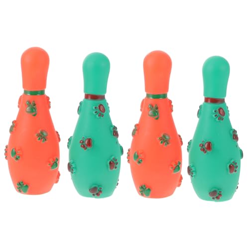 DIKACA 4 Stück Teiliges Quietschspielzeug für Hunde aus Robustem Interaktive Kauspielzeuge für Kleine und Mittelgroße Hunde Fördert Zahnpflege und Spielspaß Farblich Zufällige Farbe von DIKACA