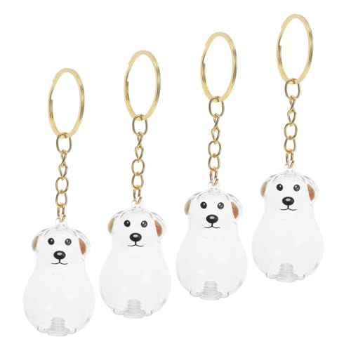 DIKACA 4 Stück Teiliges Transparentes Hundehaarschmuck Leichter Memorial Keychain mit Aufbewahrungsfunktion Tragbarer Haustier Haarhalter Dekorativer Taschenanhänger für Haustierbesitzer von DIKACA