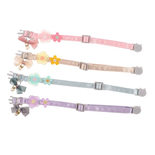 DIKACA 4 Stück Teiliges Verstellbares Katzenset mit Blumenmuster Leichte Strapazierfähige aus Spitze und Modische Cat Collars für Alltag Partys und Festliche Anlässe von DIKACA