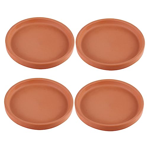 DIKACA Langlebige Untersetzer aus Argil-Material 4 Stück runde Blumentopfmatten Wasserschalen für Pflanzen von DIKACA