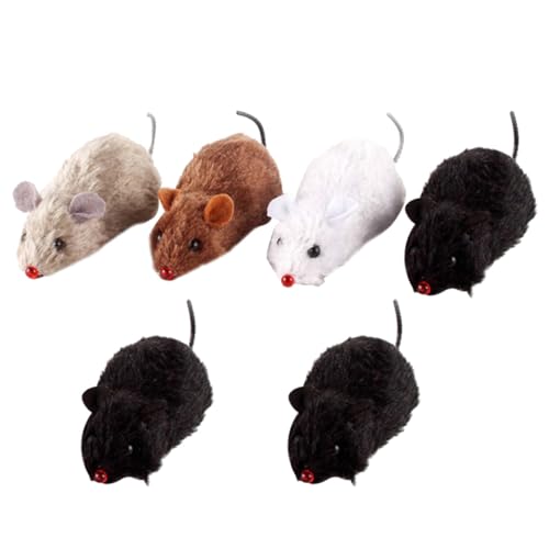DIKACA 8 Stück Teiliges Katzenspielzeug Lebensechte Aufziehmäuse aus Plüsch Batteriefreies Clockwork Design Farblich Sortiert Robust und Interaktiv für Wohnungskatzen und Zufällige Farbe von DIKACA