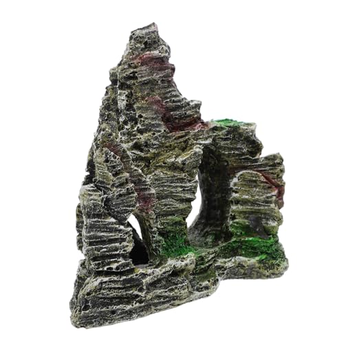 DIKACA Aquarium Deko Mini Berglandschaft Harz Höhle Aquarium Landschaftsdekoration für Kleine Aquarien Felsornament Fisch Versteck Terrarium Dekorationsstein von DIKACA