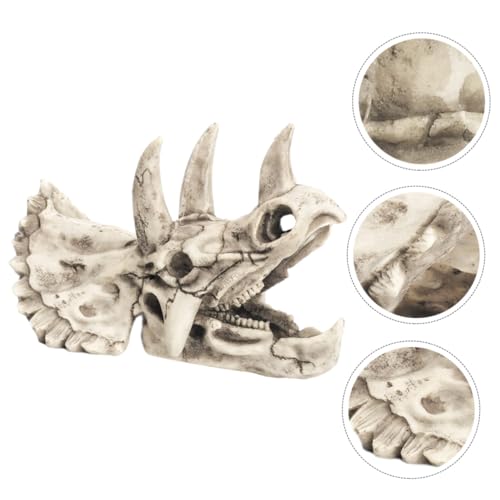 DIKACA Dinosaurier Schädel Aquarium Deko aus Resin Realistische Versteckhöhle für Garnelen und Fische Langlebiges Schadstofffreies Fischbecken Ornament für Terrarien und von DIKACA