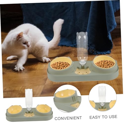 DIKACA Doppelnapf Haustier Futterspender mit Automatischem Wasserspender BPA geschützter Kunststoff Beidseitig Nutzbar für Hunde Katzen Praktischer Futter Trinkbehälter Zeitsparend und von DIKACA