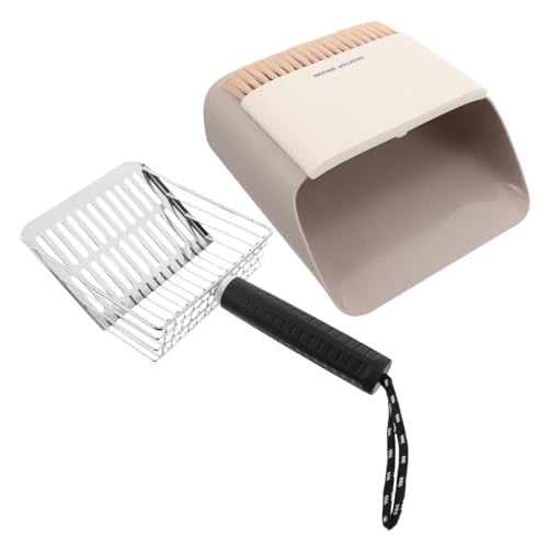 DIKACA Edelstahl Katzenstreuschaufel mit Abnehmbarem Halter Ergonomischer Griff Hygienische Aufbewahrungsbasis Robustes Katzenstreu Gartenboden und Sand Vielseitiges Reinigungstool von DIKACA