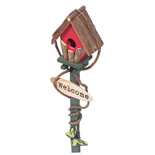 DIKACA Garten Vogelhaus Dekorationen Gartendekor Vögel Vogelhaus Vogelhäuser Im Freien Vogelhäuser Für Draußen Outdoor Vogel Rasenpfähle Rustikales Zufällige Farbe von DIKACA