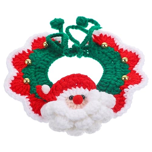 DIKACA Gestricktes Welpenhalsband Haustier Weihnachtskleidung Niedliche Halskette Mit Tier-Haustier-schal Haustier Dekoratives Accessoire Katzenkleidung Hut Atmungsaktiv Milch Baumwolle von DIKACA