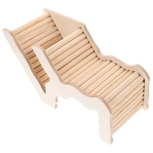 DIKACA Hamster Holz Versteck mit Leiter Langlebiges Nest und Spielhaus für Zwerghamster und Kleine Haustiere Multifunktionales Kletterspielzeug und Schlafhaus Natürliche Holzfarbe von DIKACA